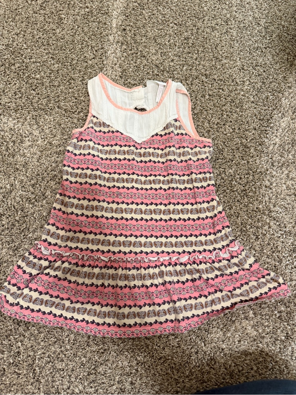Matilda Jane Pink Cream Striped Ruffle Tank Dress